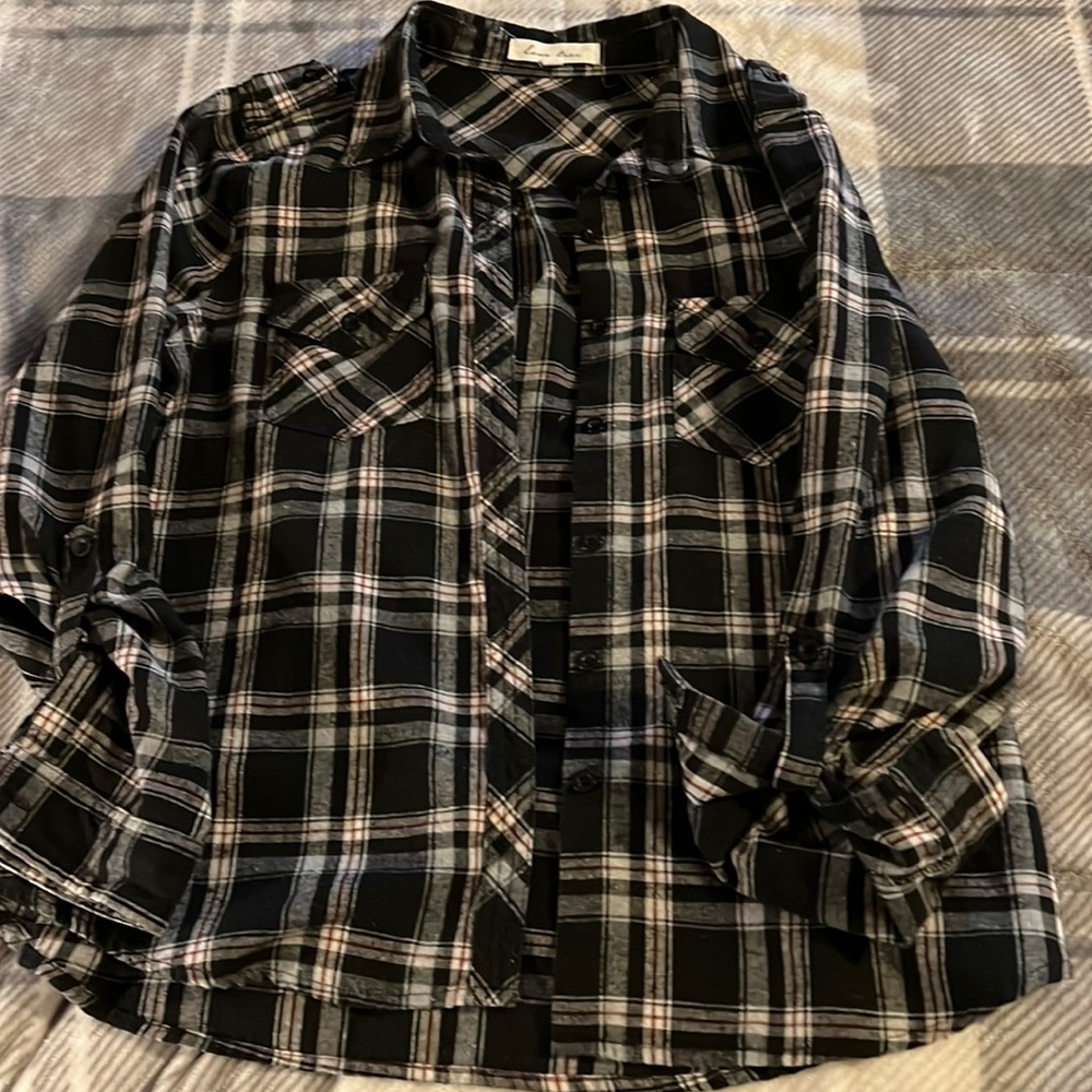 Black flannel jacket shirt